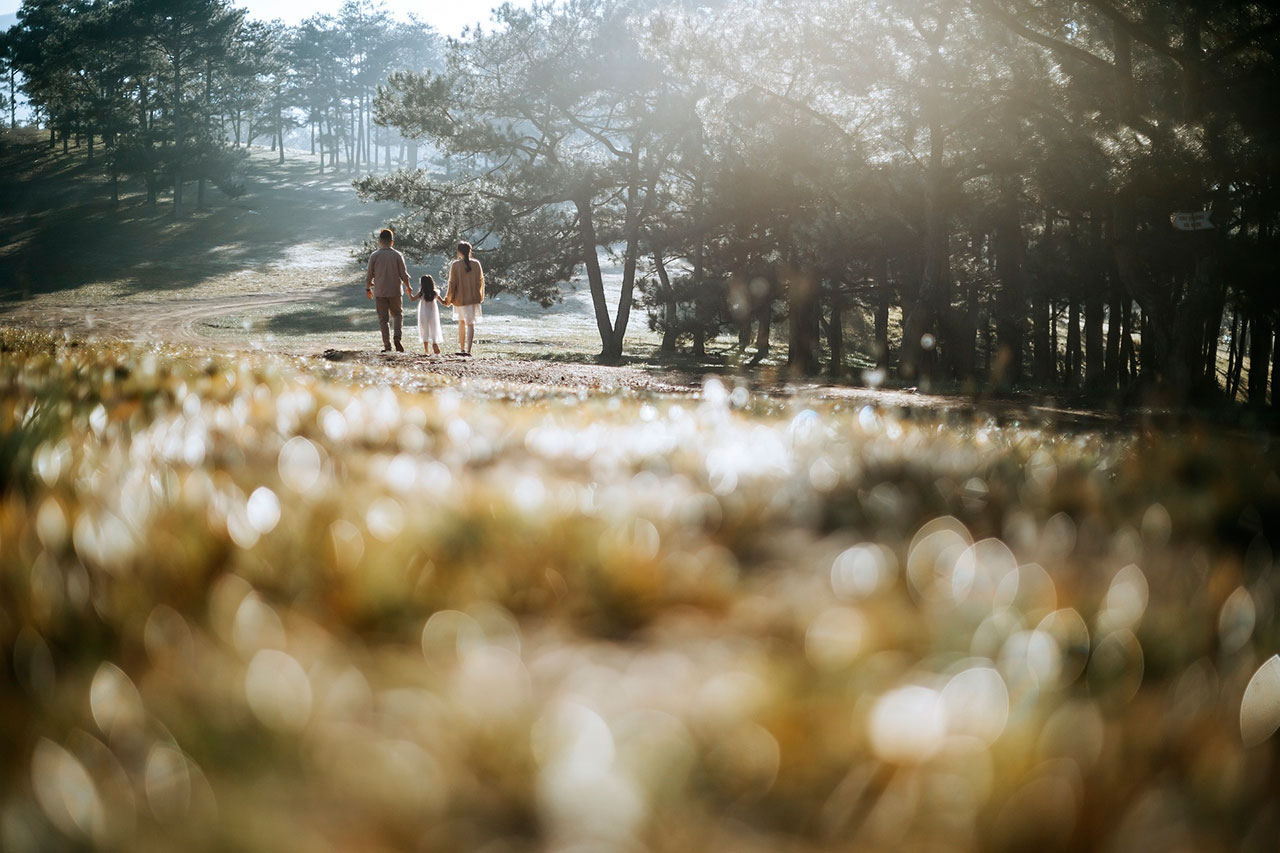 photo of family walking